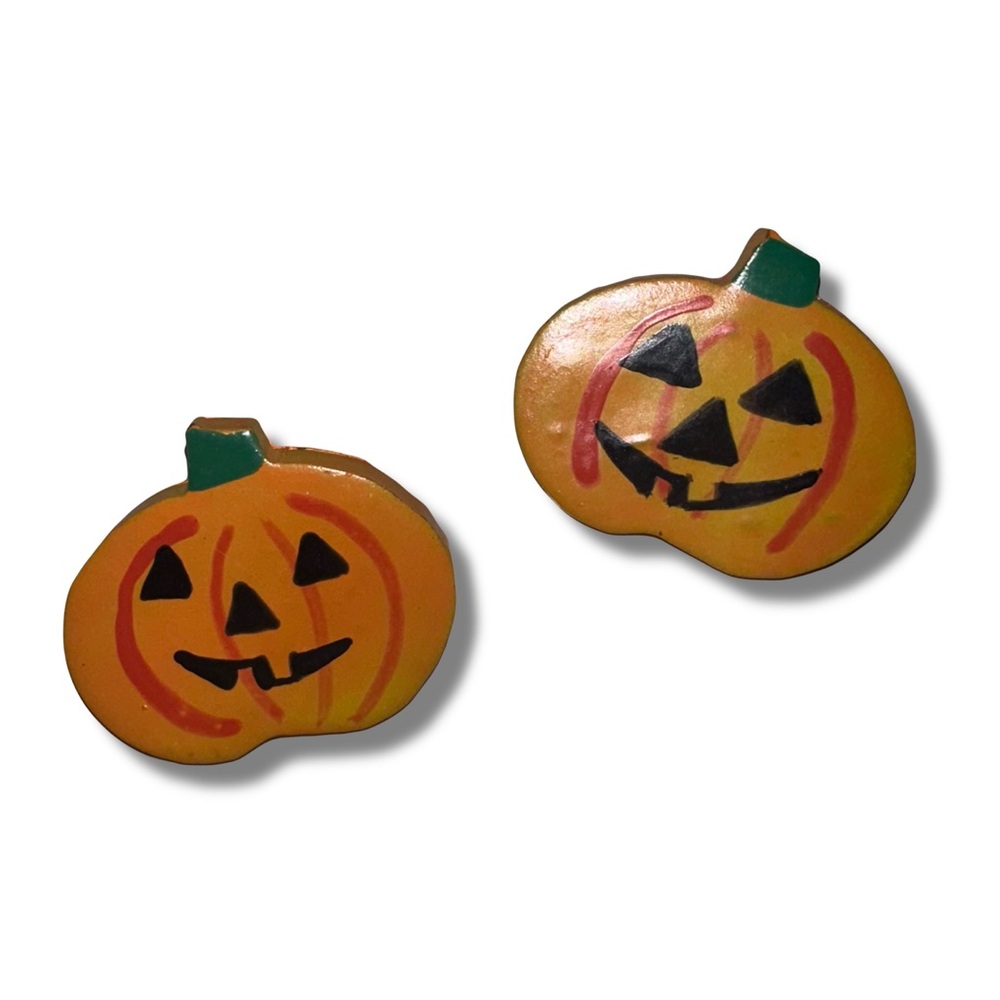 Vintage Hand Crafted Jack O Lantern Earrings